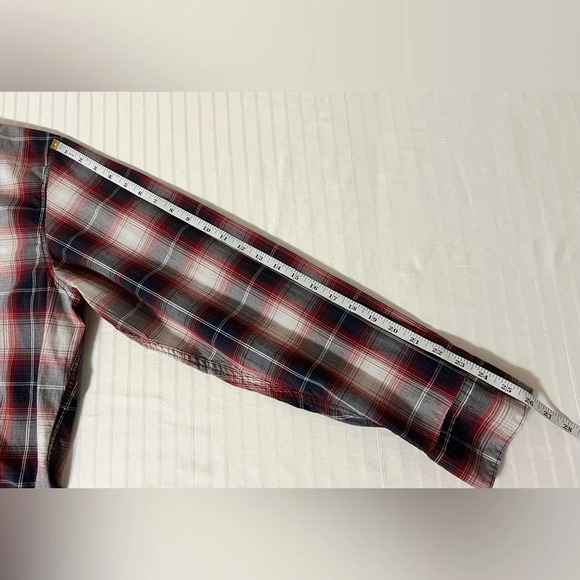 Wrangler Slim Fit Stretch Plaid Pearl Snap Shirt. Red Blue White XXL 2XL R1 - Picture 8 of 15